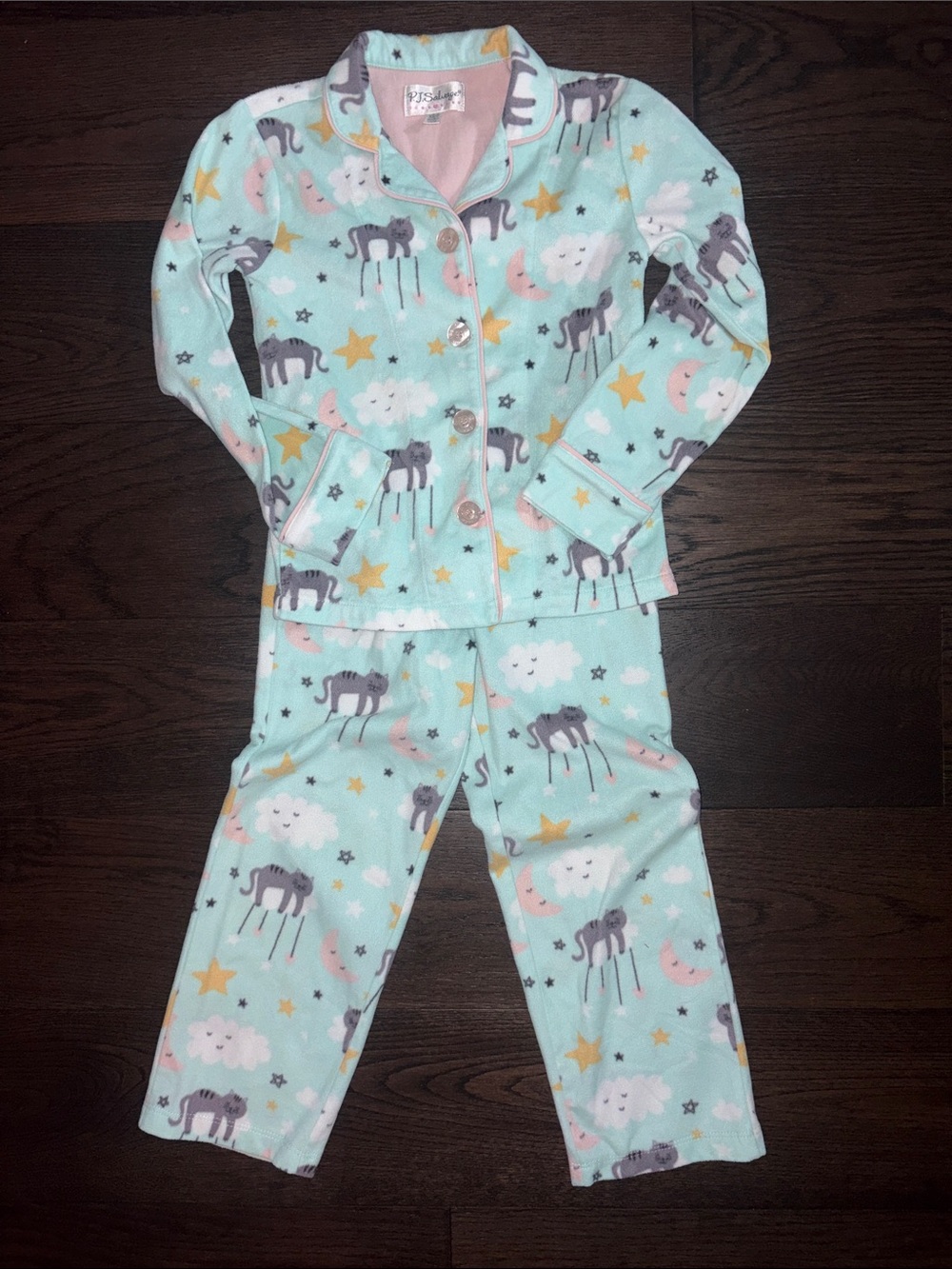 P.J. Salvage kids Mint Fleece Unicorn & Moon Pajama Set